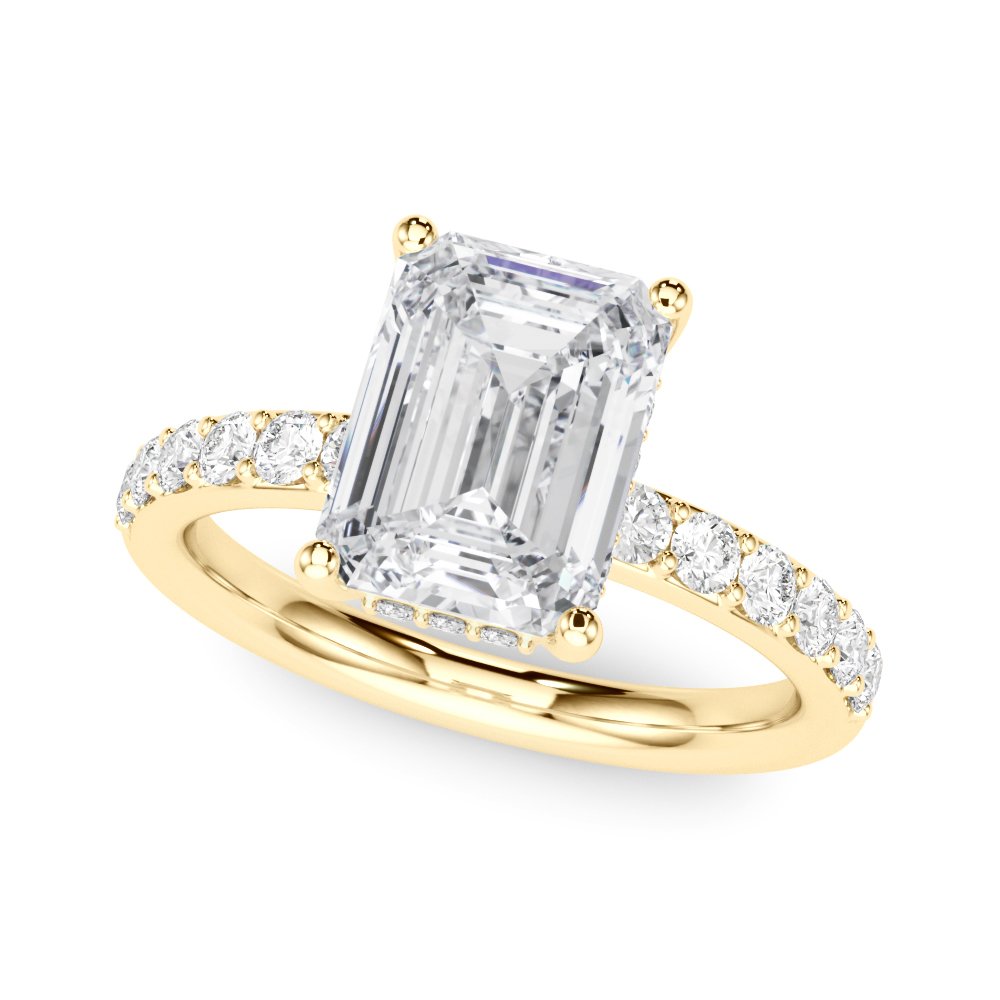 Elise Emerald Cut Hidden Halo Engagement Ring