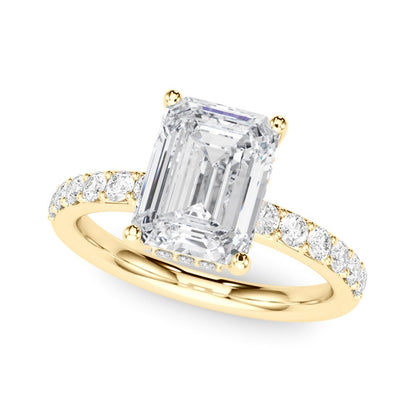 Elise Emerald Cut Hidden Halo Engagement Ring