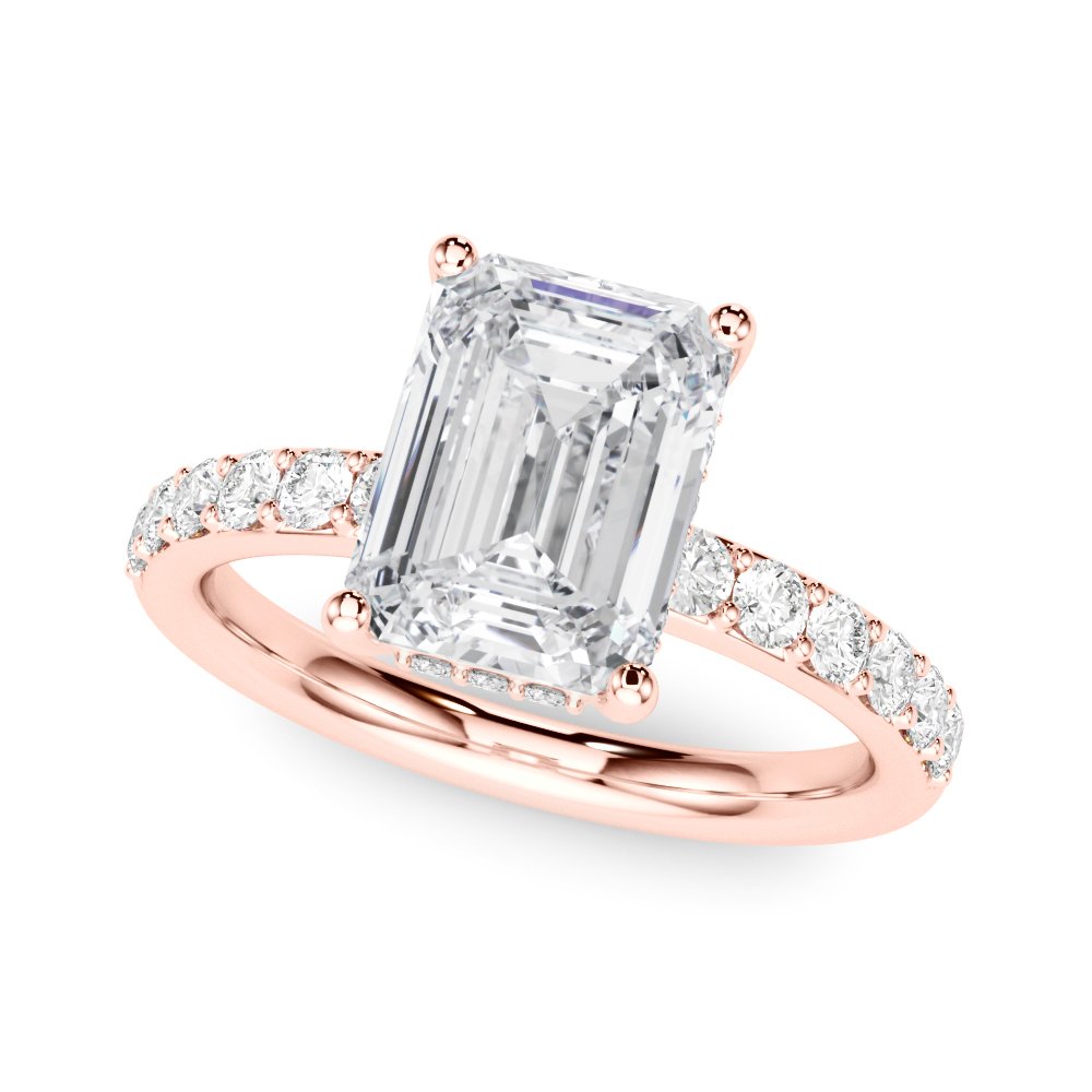 Elise Emerald Cut Hidden Halo Engagement Ring