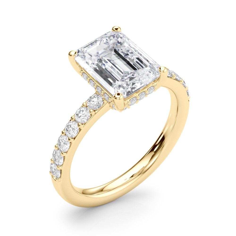 Elise Emerald Cut Hidden Halo Engagement Ring