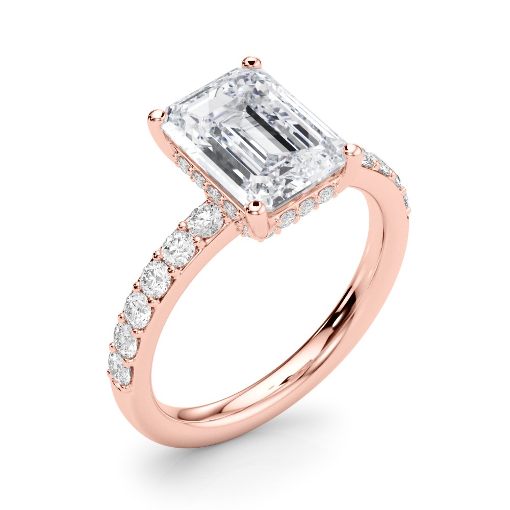 Elise Emerald Cut Hidden Halo Engagement Ring