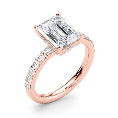 Elise Emerald Cut Hidden Halo Engagement Ring