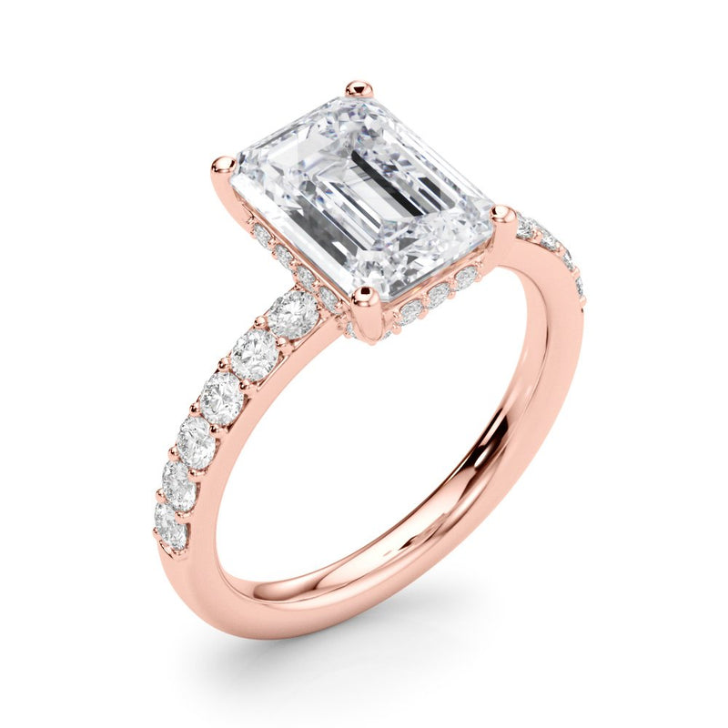 Elise Emerald Cut Hidden Halo Engagement Ring