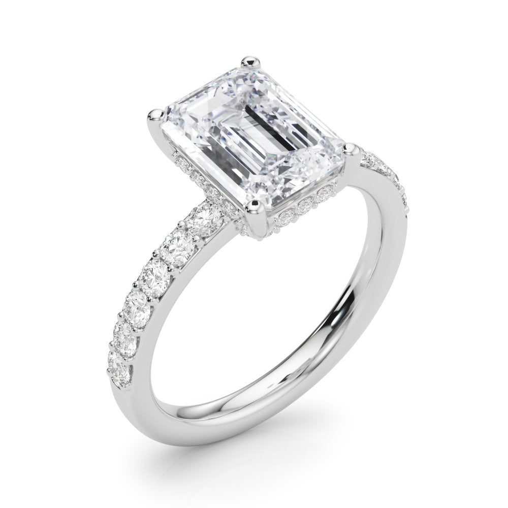 Elise Emerald Cut Hidden Halo Engagement Ring