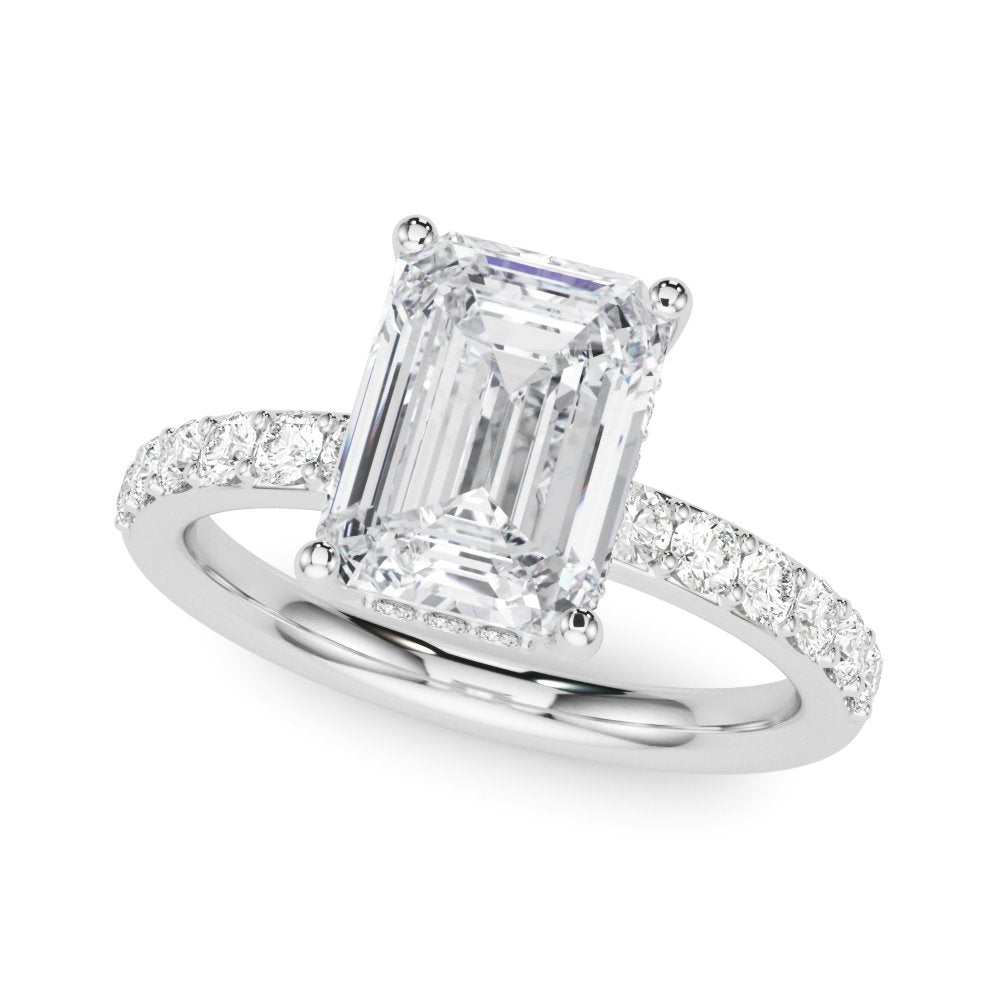 Elise Emerald Cut Hidden Halo Engagement Ring