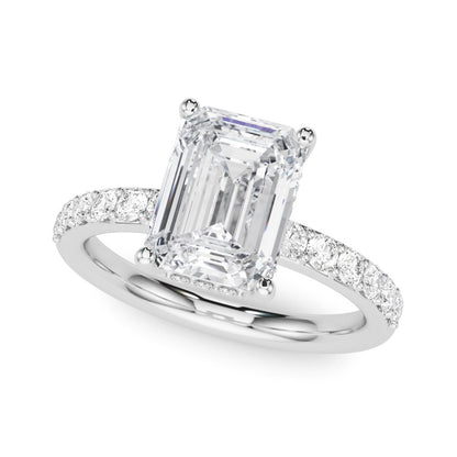 Elise Emerald Cut Hidden Halo Engagement Ring