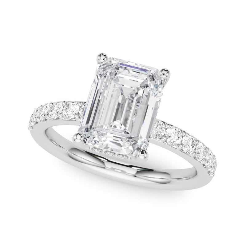 Elise Emerald Cut Hidden Halo Engagement Ring