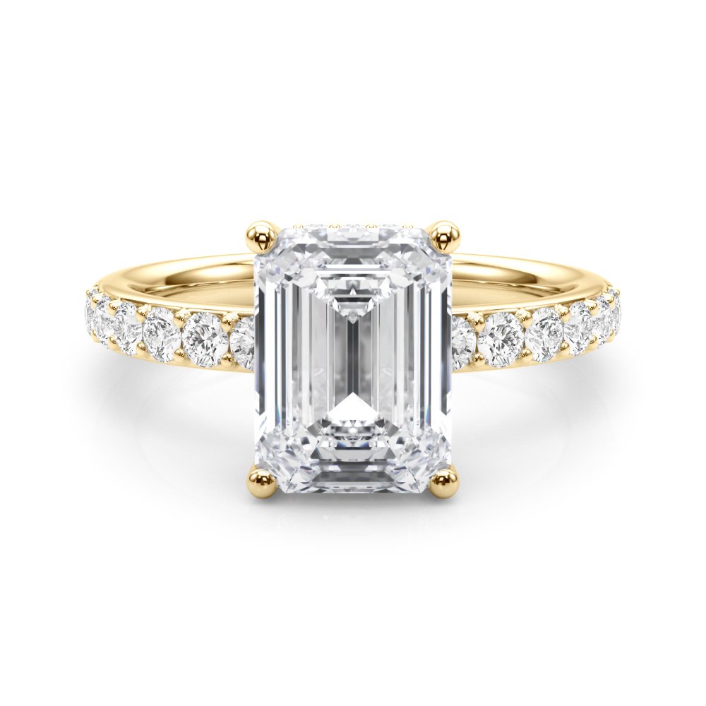 Elise Emerald Cut Hidden Halo Engagement Ring