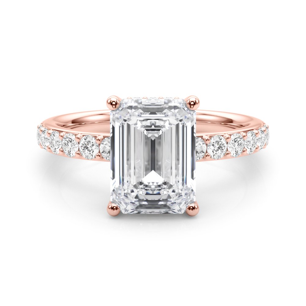 Elise Emerald Cut Hidden Halo Engagement Ring