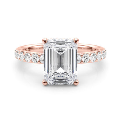 Elise Emerald Cut Hidden Halo Engagement Ring