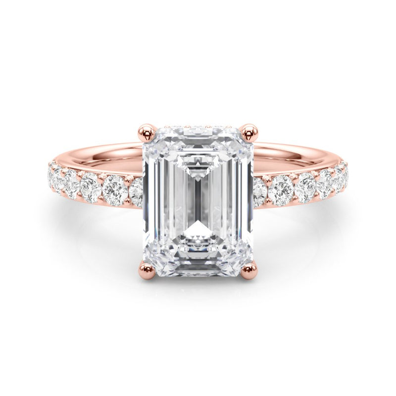 Elise Emerald Cut Hidden Halo Engagement Ring