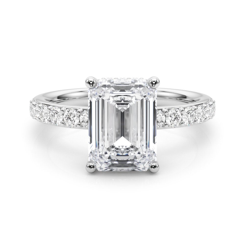 Elise Emerald Cut Hidden Halo Engagement Ring