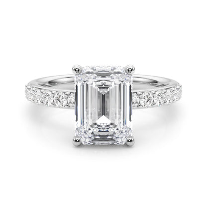 Elise Emerald Cut Hidden Halo Engagement Ring