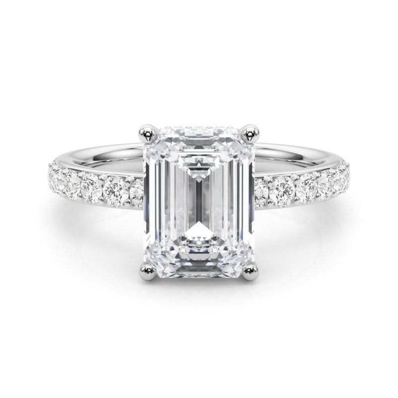 Elise Emerald Cut Hidden Halo Engagement Ring