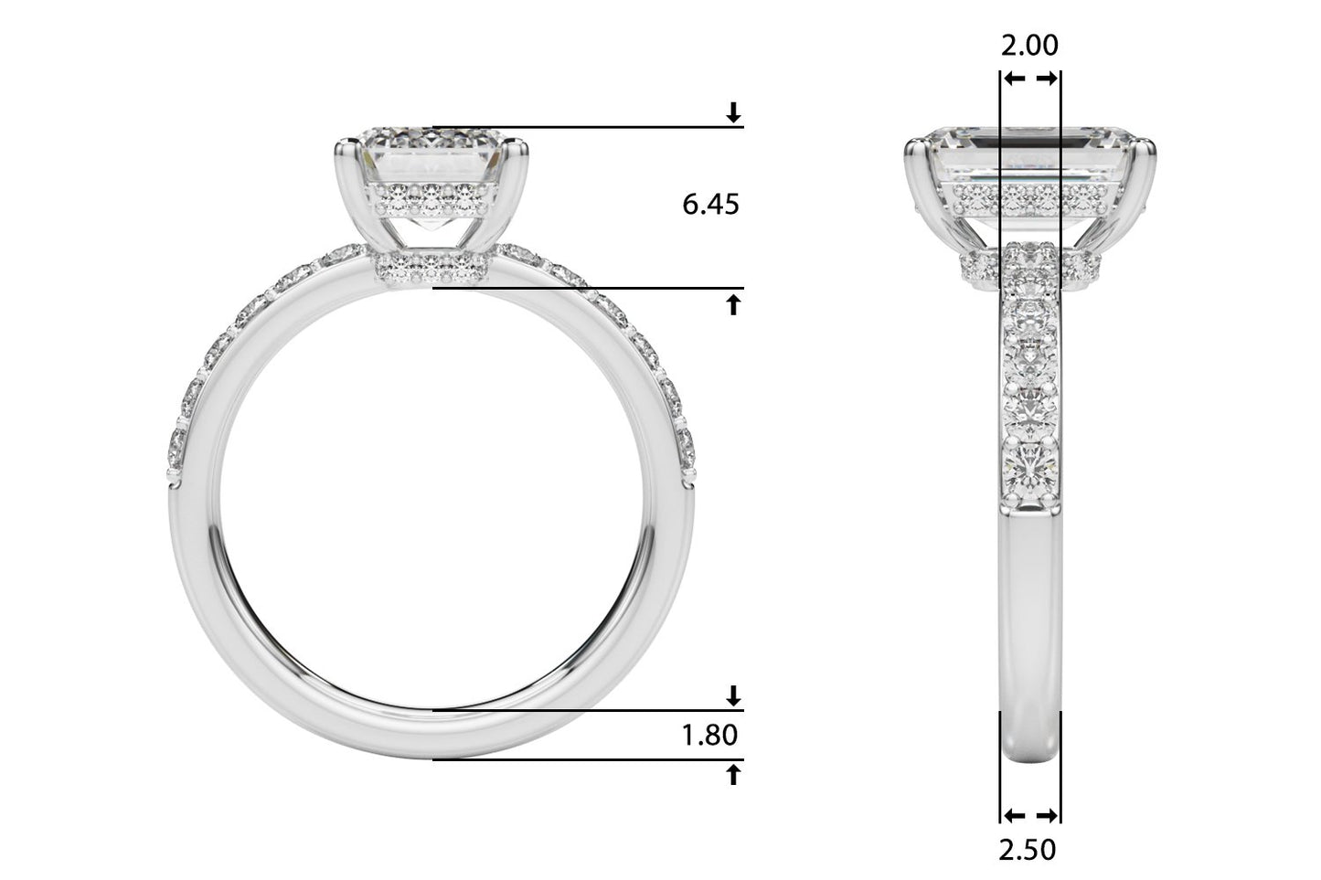 Elise Emerald Cut Hidden Halo Engagement Ring