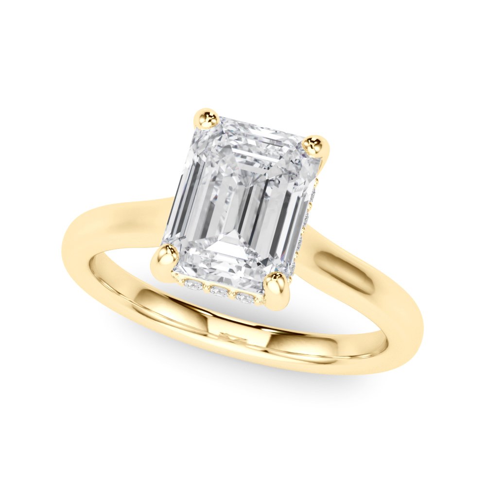 Lucy Emerald Cut Hidden Halo Engagement Ring