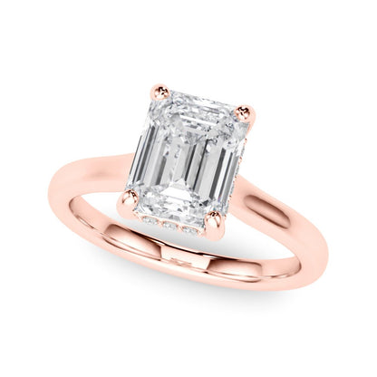Lucy Emerald Cut Hidden Halo Engagement Ring