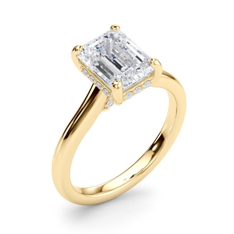 Lucy Emerald Cut Hidden Halo Engagement Ring