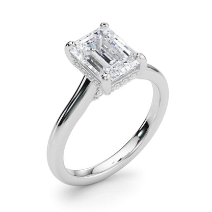 Lucy Emerald Cut Hidden Halo Engagement Ring
