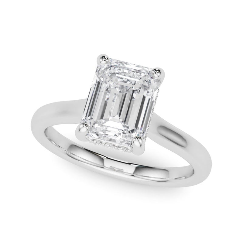 Lucy Emerald Cut Hidden Halo Engagement Ring