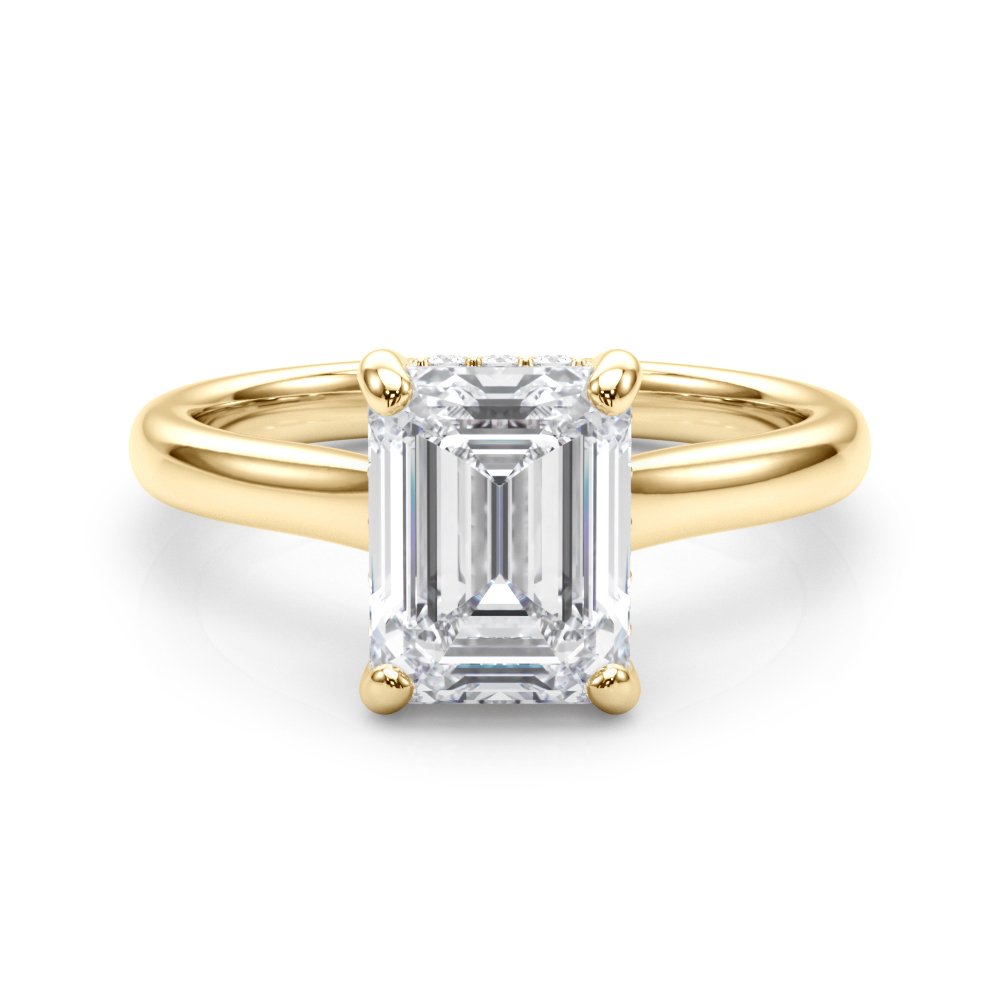 Lucy Emerald Cut Hidden Halo Engagement Ring
