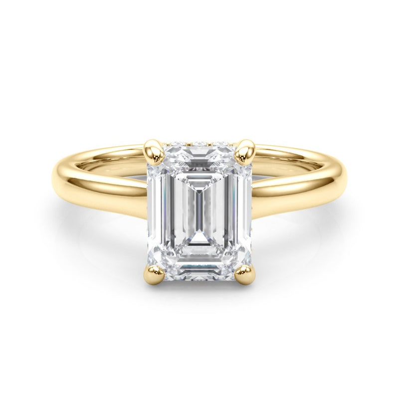 Lucy Emerald Cut Hidden Halo Engagement Ring