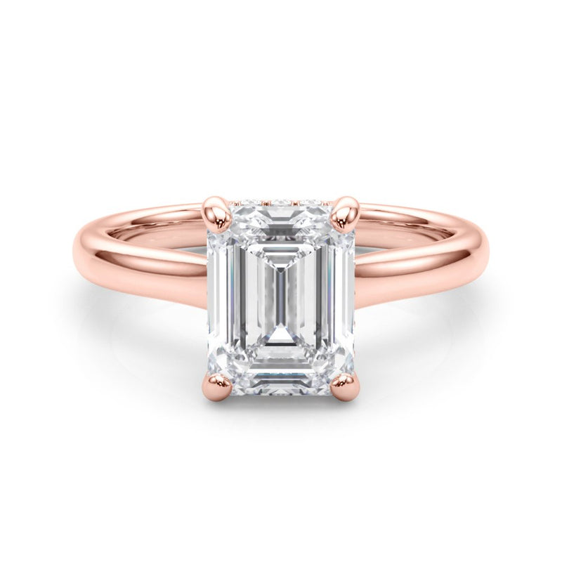 Lucy Emerald Cut Hidden Halo Engagement Ring