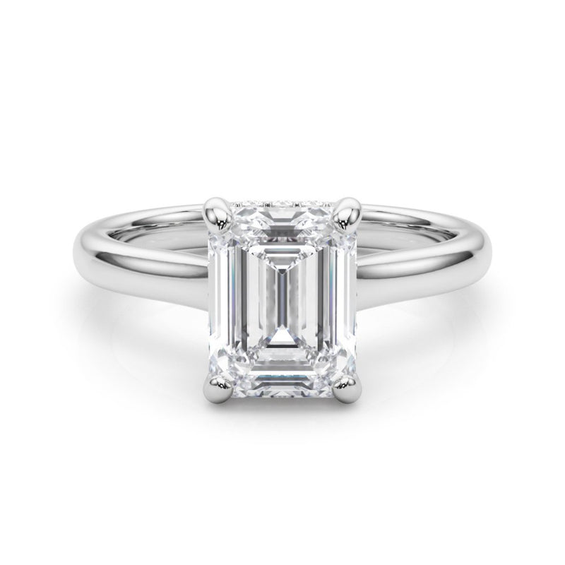 Lucy Emerald Cut Hidden Halo Engagement Ring