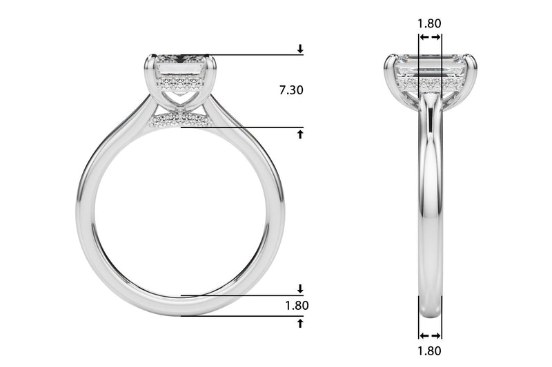 Lucy Emerald Cut Hidden Halo Engagement Ring