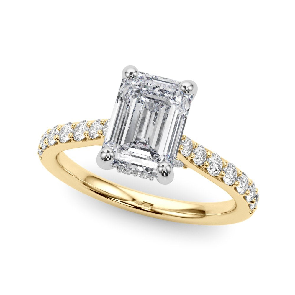 Anna Emerald Cut Hidden Halo Engagement Ring