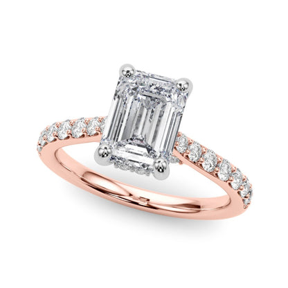Anna Emerald Cut Hidden Halo Engagement Ring