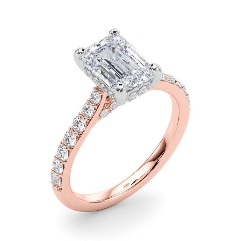 Anna Emerald Cut Hidden Halo Engagement Ring