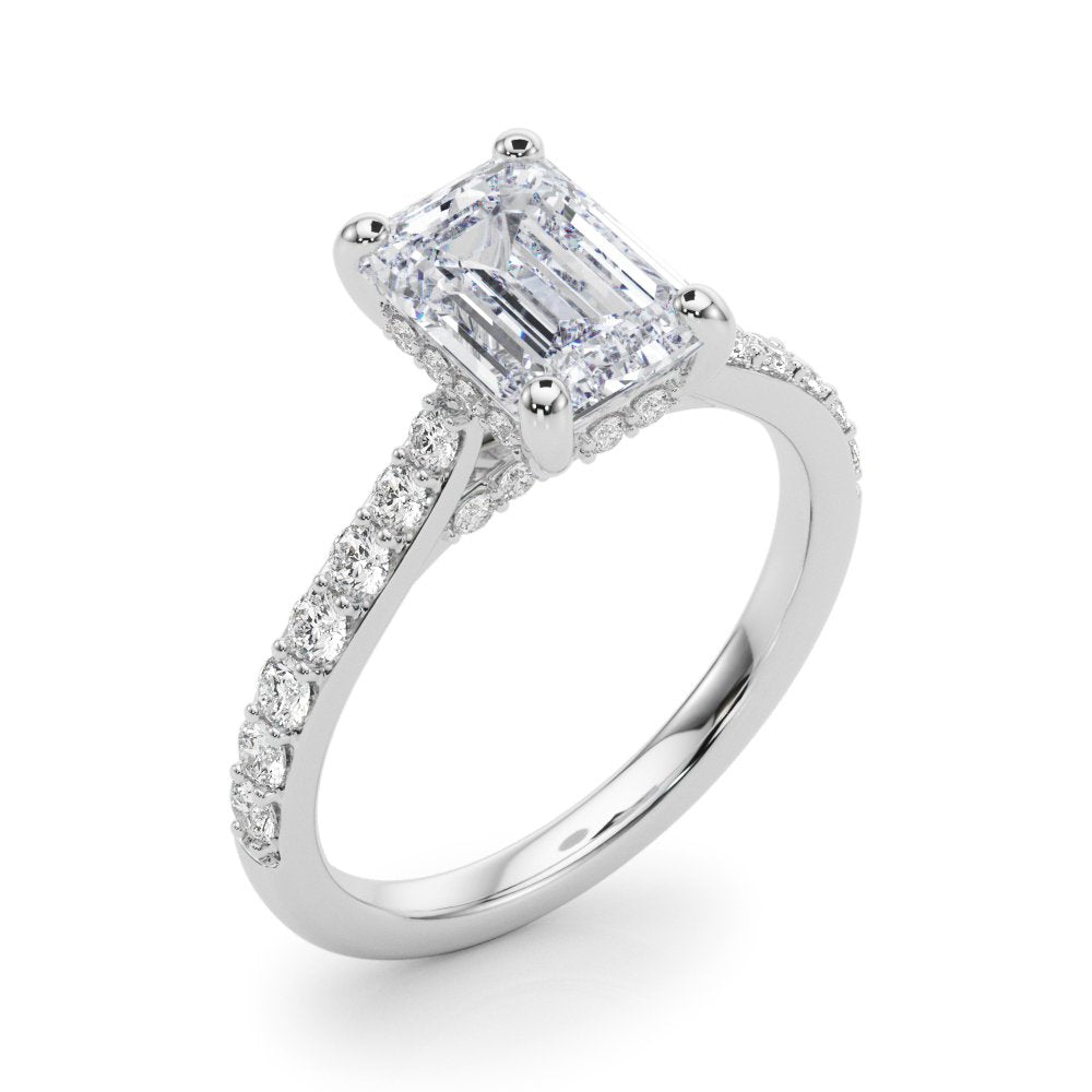 Anna Emerald Cut Hidden Halo Engagement Ring