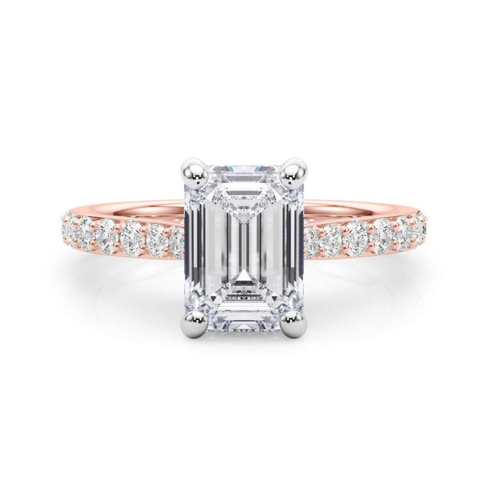 Anna Emerald Cut Hidden Halo Engagement Ring