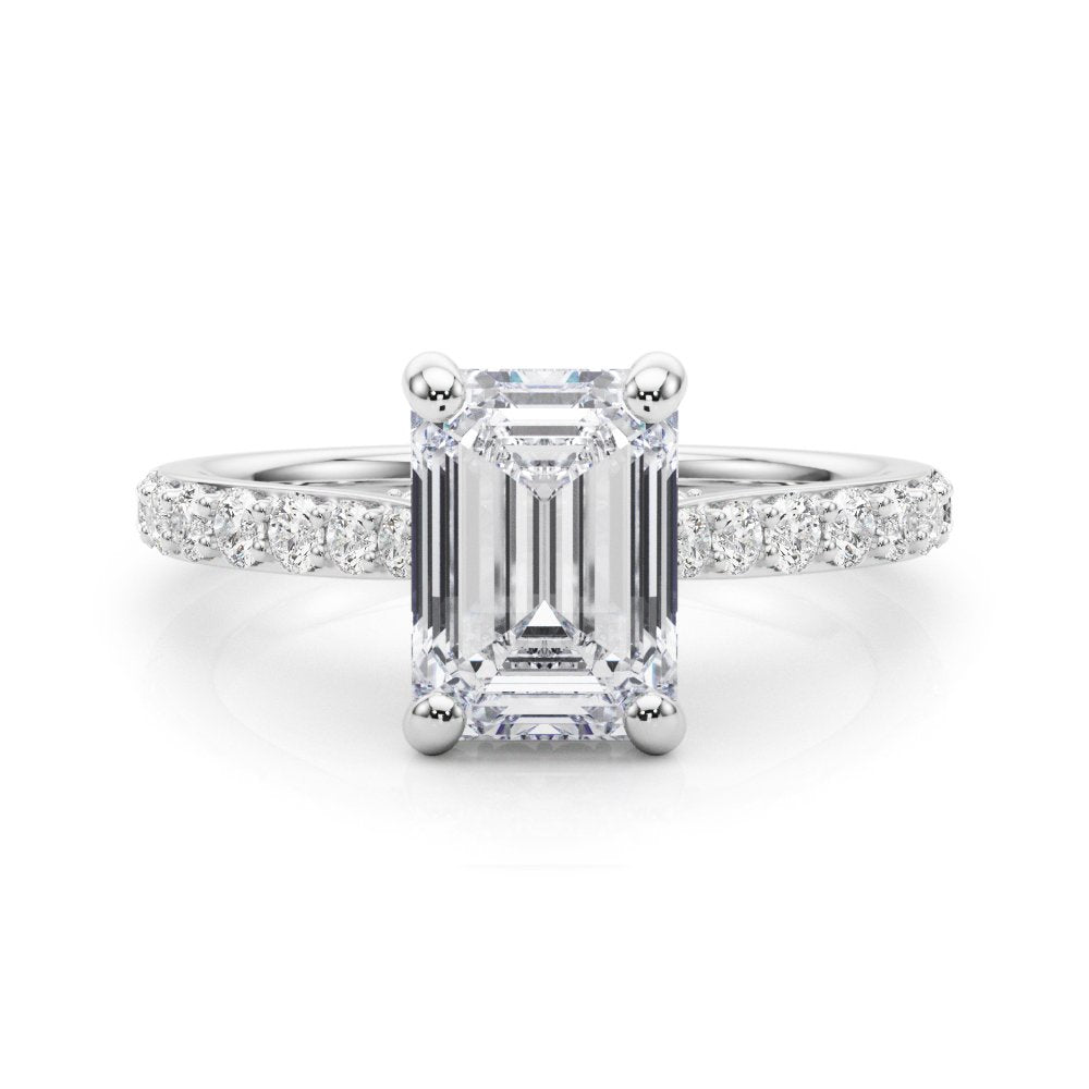 Anna Emerald Cut Hidden Halo Engagement Ring