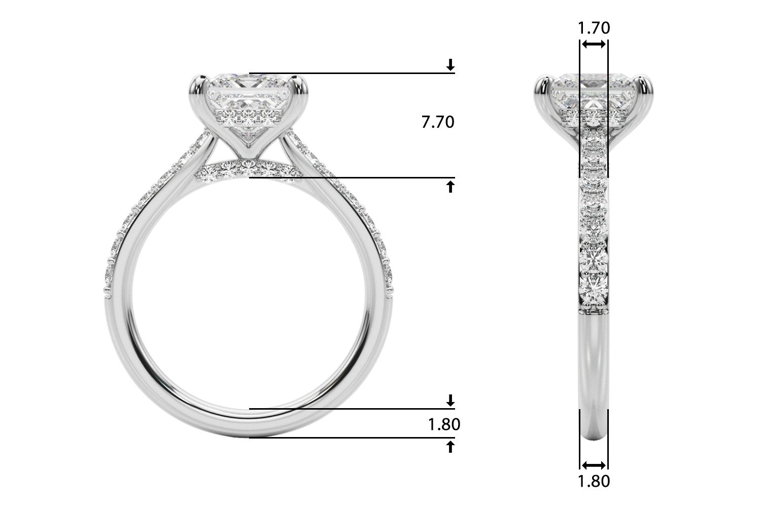 Emma Princess Hidden Halo Engagement Ring