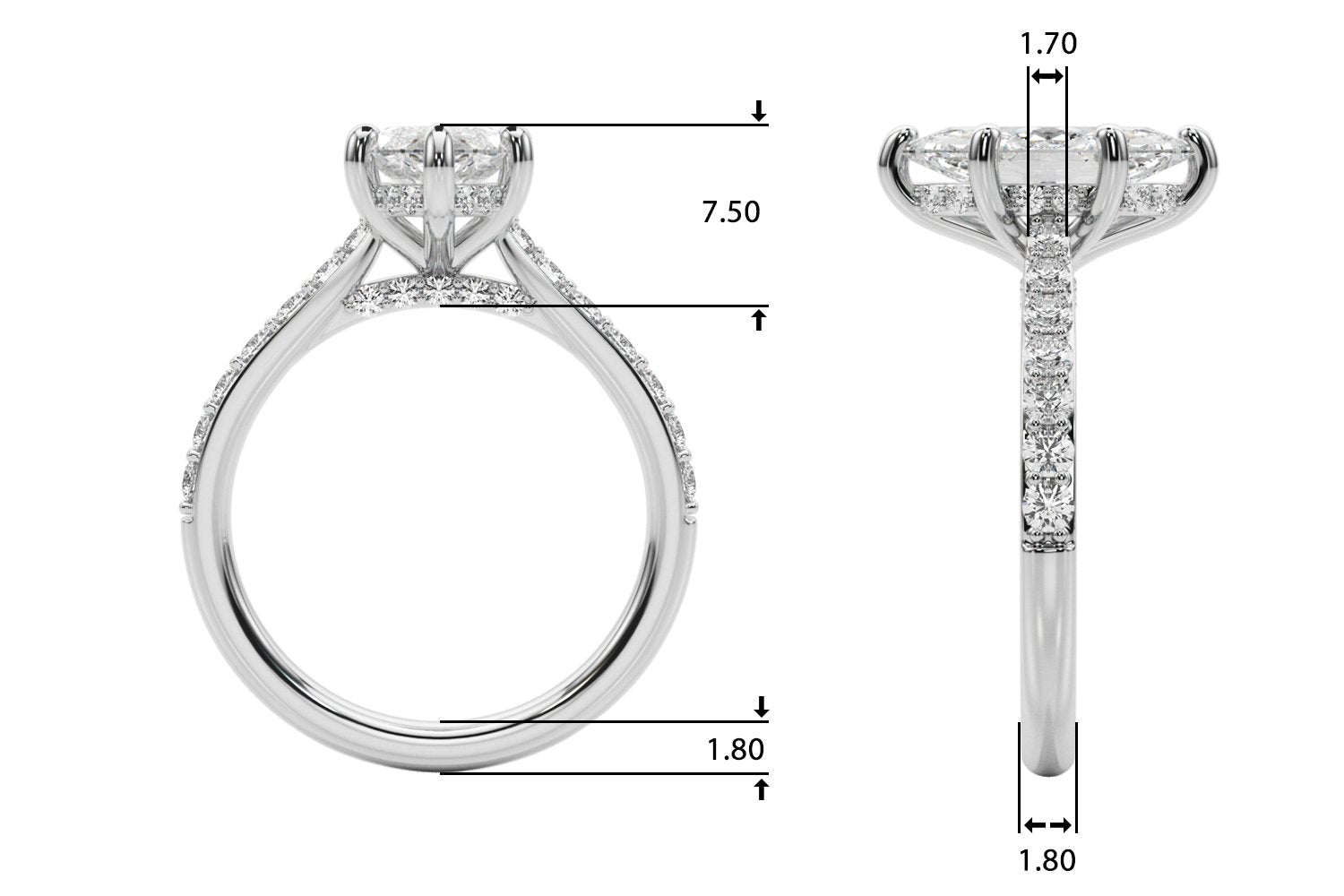 Ava Marquise Hidden Halo Engagement Ring