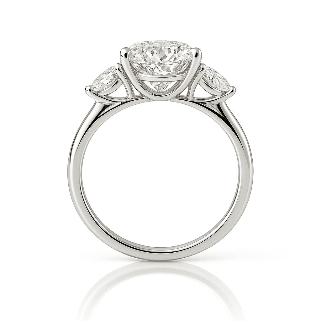 Oval Trilogy Ring 2.08ct E VS1 18K White Gold Lab-Grown