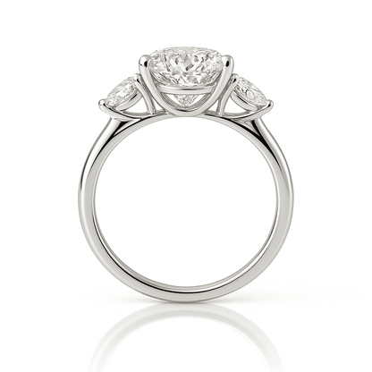 Oval Trilogy Ring 2.08ct E VS1 18K White Gold Lab-Grown