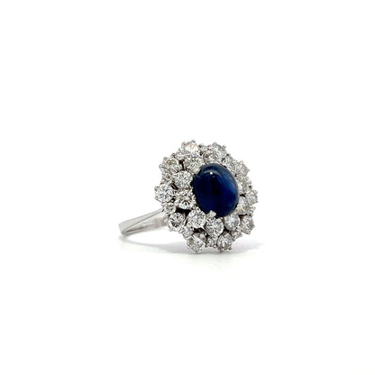 0.79ct Blue Sapphire Cabuchon cut Diamond ring