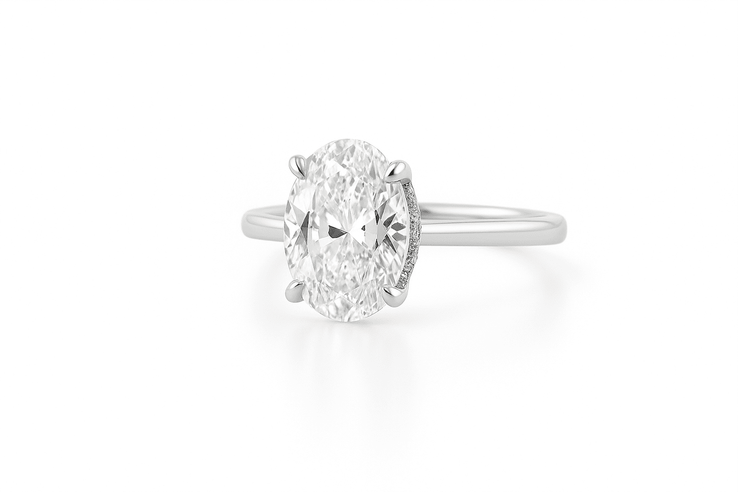 Oval Solitaire Ring 2.06ct E VVS2 18K White Gold Lab-Grown
