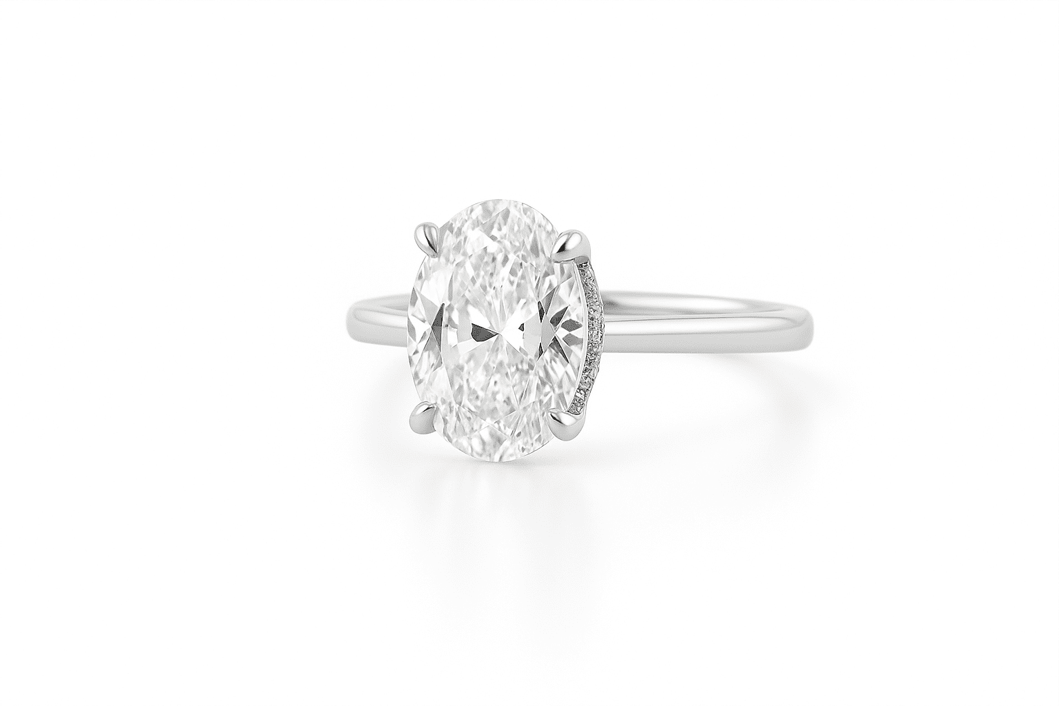 Oval Solitaire Ring 2.06ct E VVS2 18K White Gold Lab-Grown