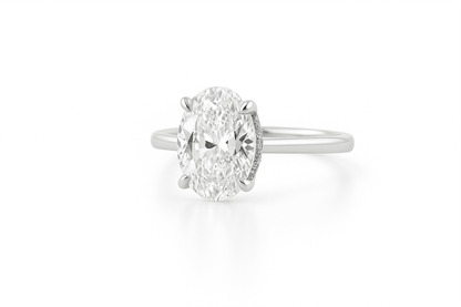Oval Solitaire Ring 2.06ct E VVS2 18K White Gold Lab-Grown