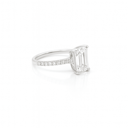 Emerald Cut Pave Engagement Ring 2.66ct E VVS2 Laboratory Grown