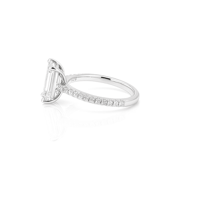 Emerald Cut Pave Engagement Ring 2.66ct E VVS2 Laboratory Grown
