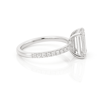 Emerald Cut Pave Engagement Ring 2.66ct E VVS2 Laboratory Grown