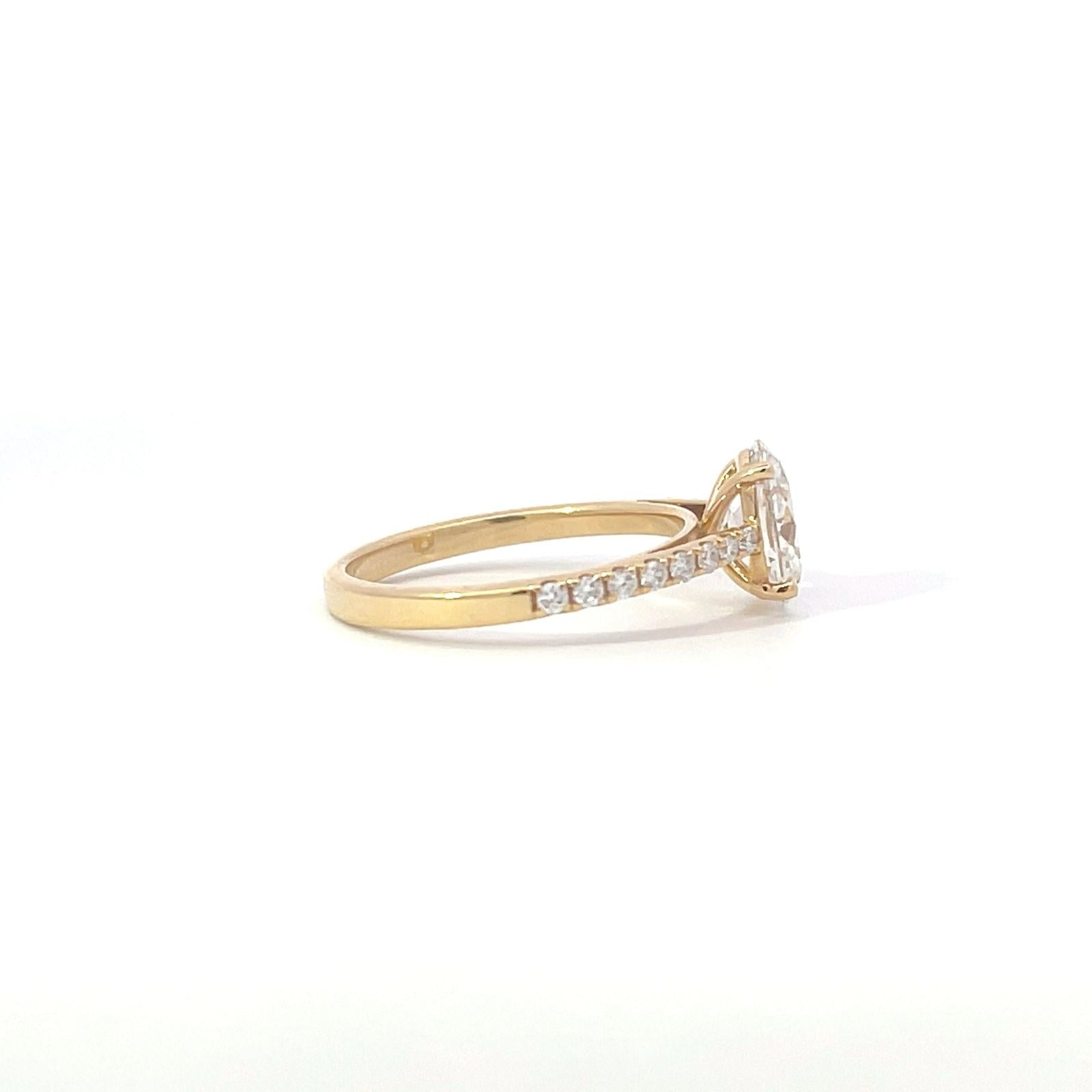 Laboratory grown pavé oval diamond ring