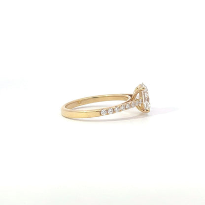 Laboratory grown pavé oval diamond ring