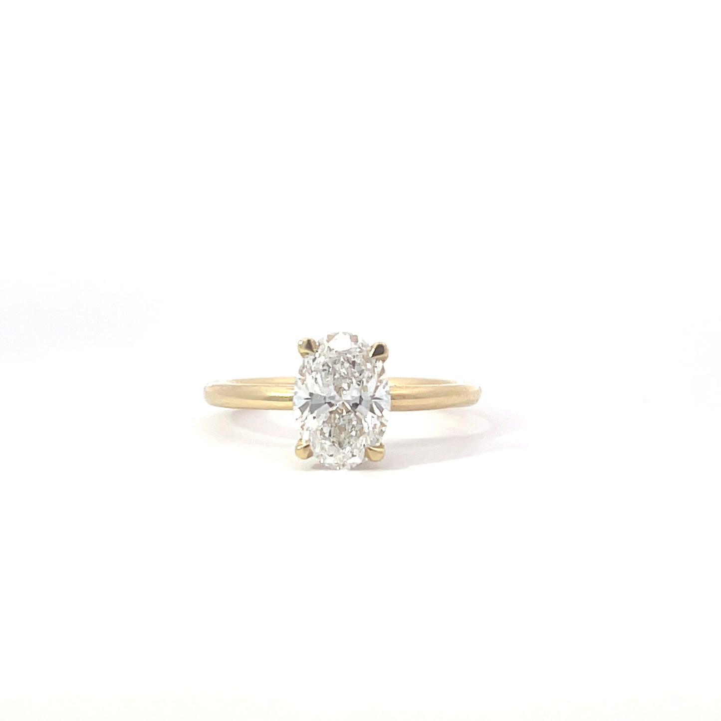 Laboratory grown hidden halo oval diamond ring