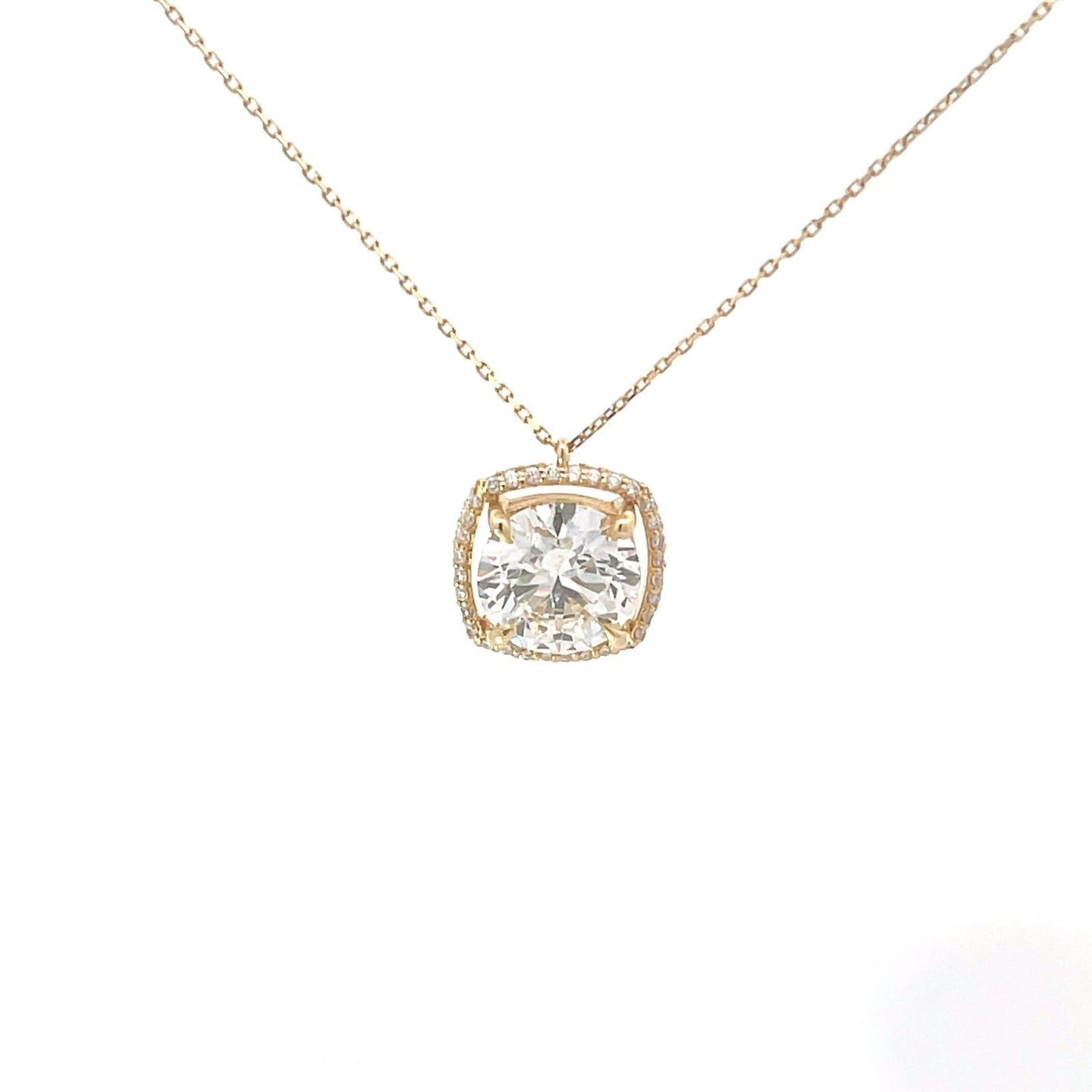 Laboratory grown halo diamond necklace